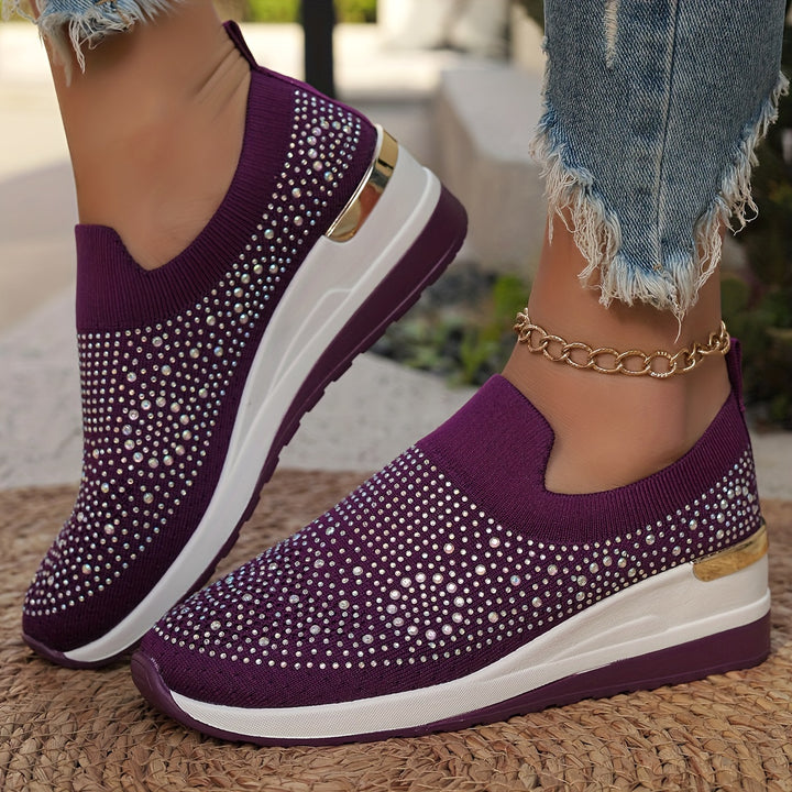 Women's Rhinestone Decor Platform Sneakers