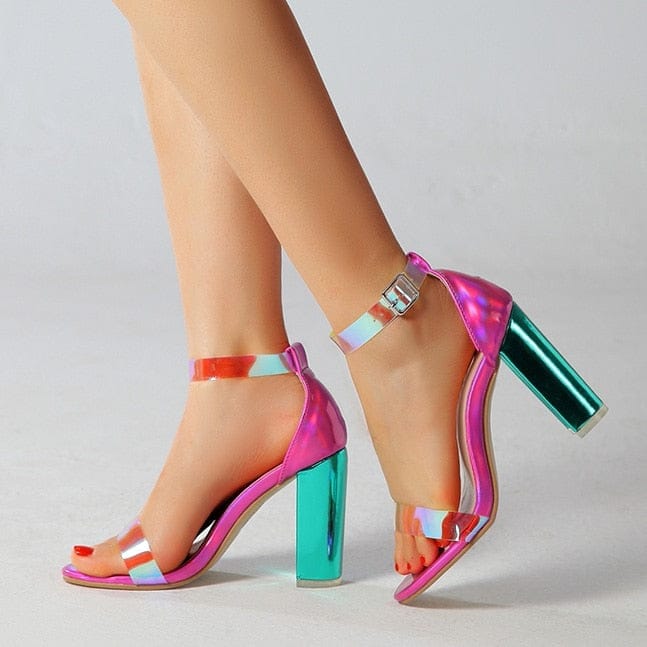 2021 Women's Sandals Simple Style PVC Clear Transparent High Heels Shoes Bennys Beauty World