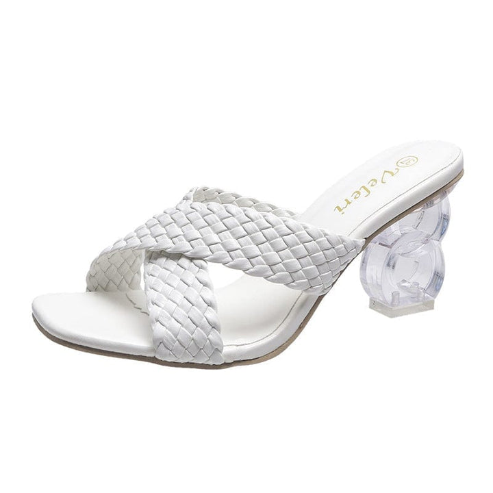 2021 summer new woven high heel crystal heel shoes Bennys Beauty World