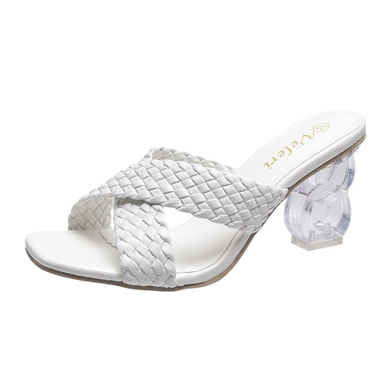 2021 summer new woven high heel crystal heel shoes Bennys Beauty World