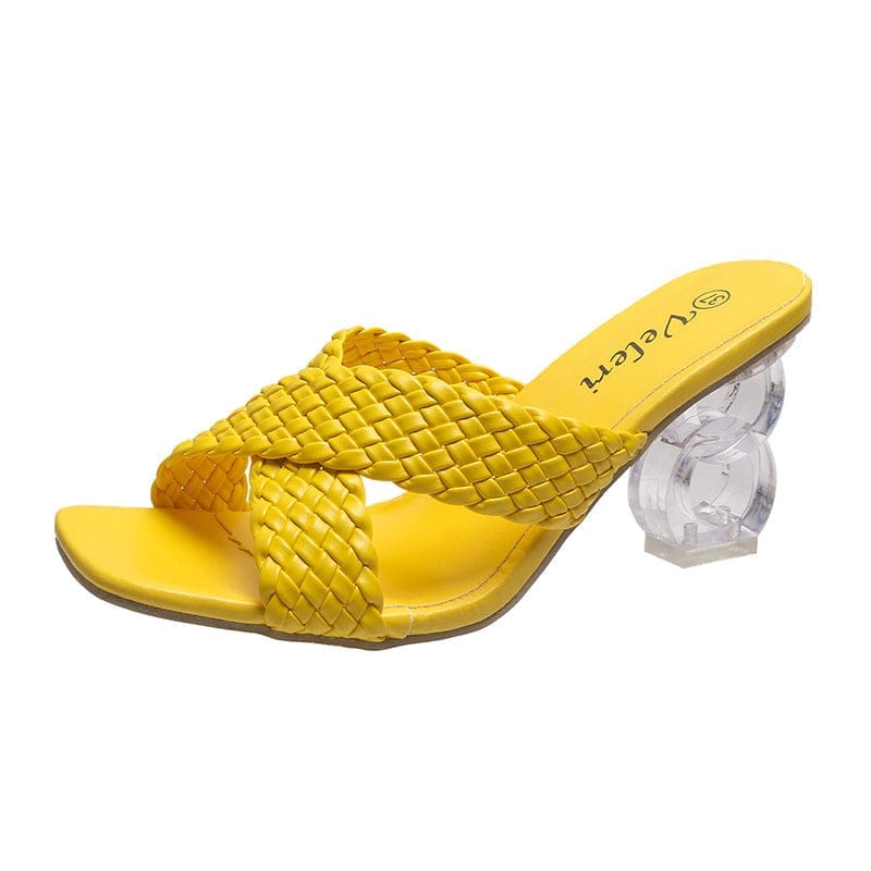 2021 summer new woven high heel crystal heel shoes Bennys Beauty World