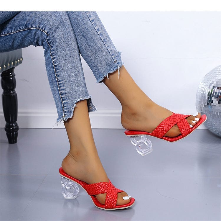 2021 summer new woven high heel crystal heel shoes Bennys Beauty World