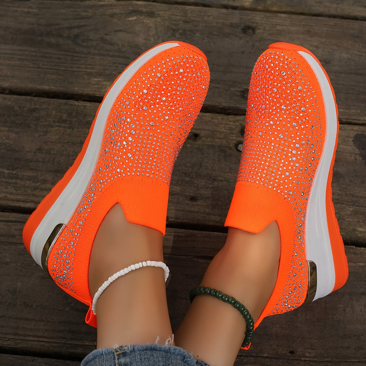 Women's Rhinestone Decor Platform Sneakers