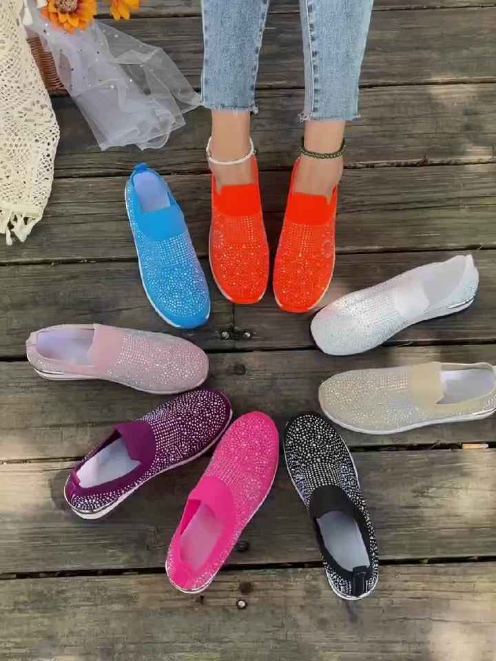 Women's Rhinestone Decor Platform Sneakers