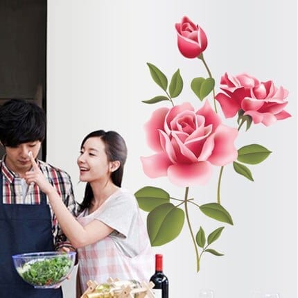 3D Rose Flower Blossom Wall Stickers For Living Room & Bedroom Bennys Beauty World