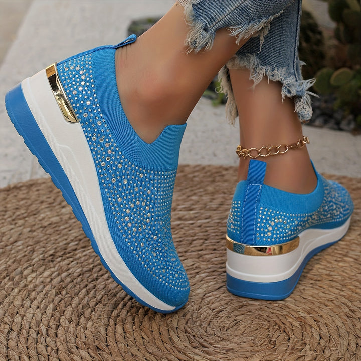 Women's Rhinestone Decor Platform Sneakers