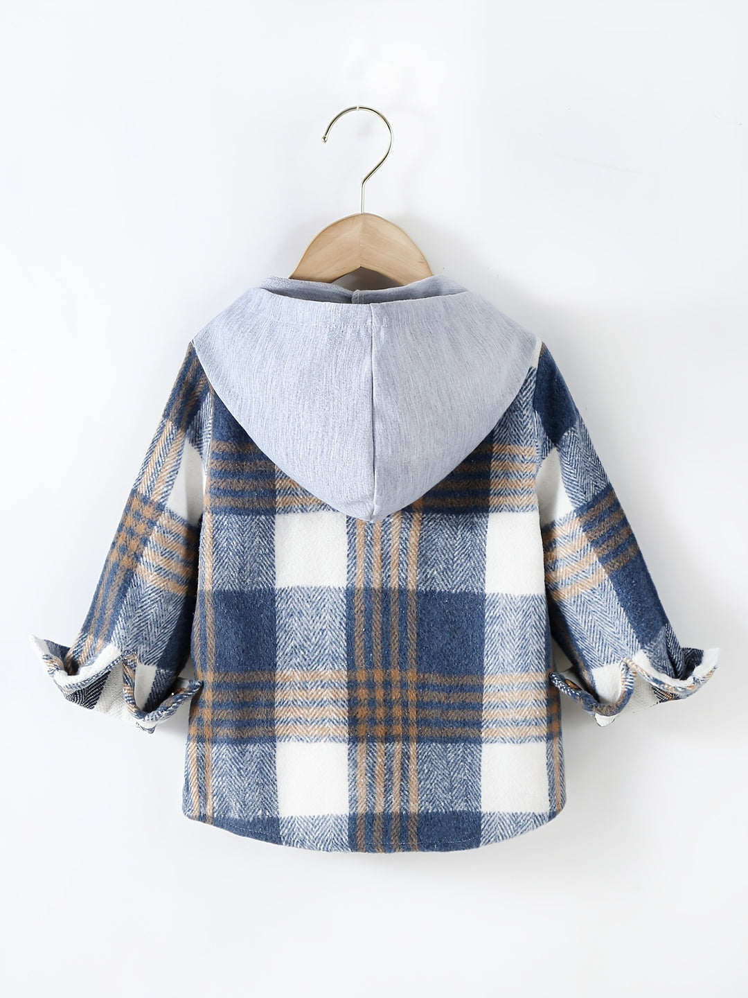 Toddler Boy Jacket Long Sleeve Plaid Coat Tops Casual Button Down Hoodie Shirts-Bennys Beauty World