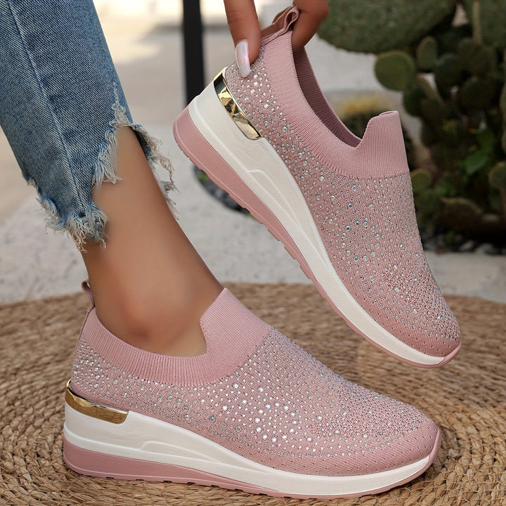 Women's Rhinestone Decor Platform Sneakers