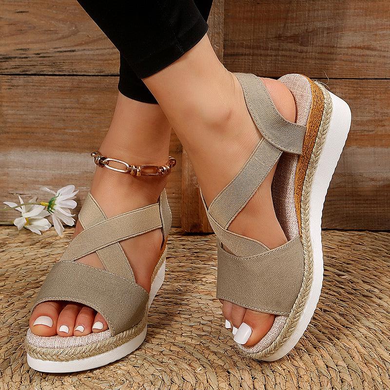 Wedge Sandals For Women Cross-strap Platform Gladiator Summer-shoes-Bennys Beauty World