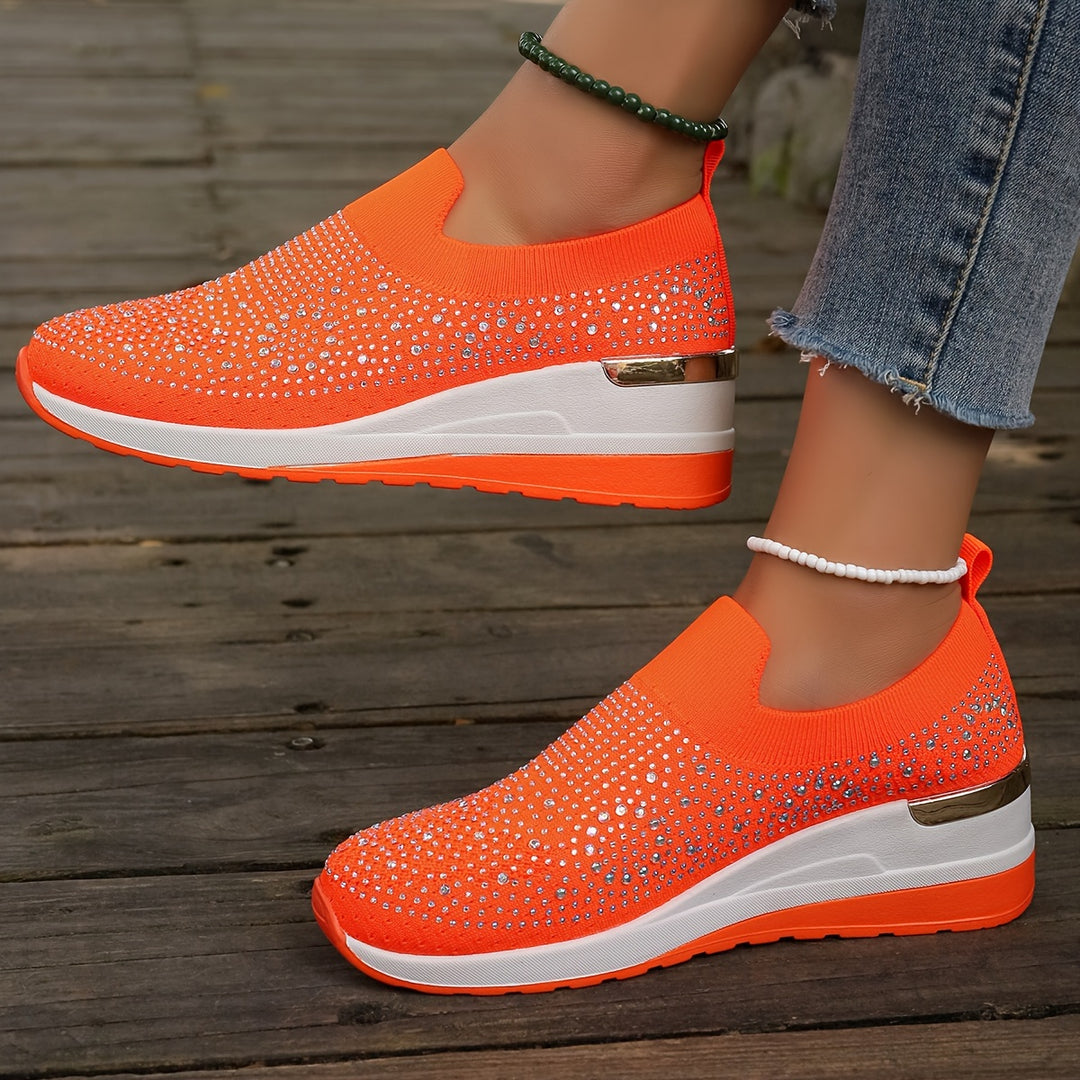 Women's Rhinestone Decor Platform Sneakers