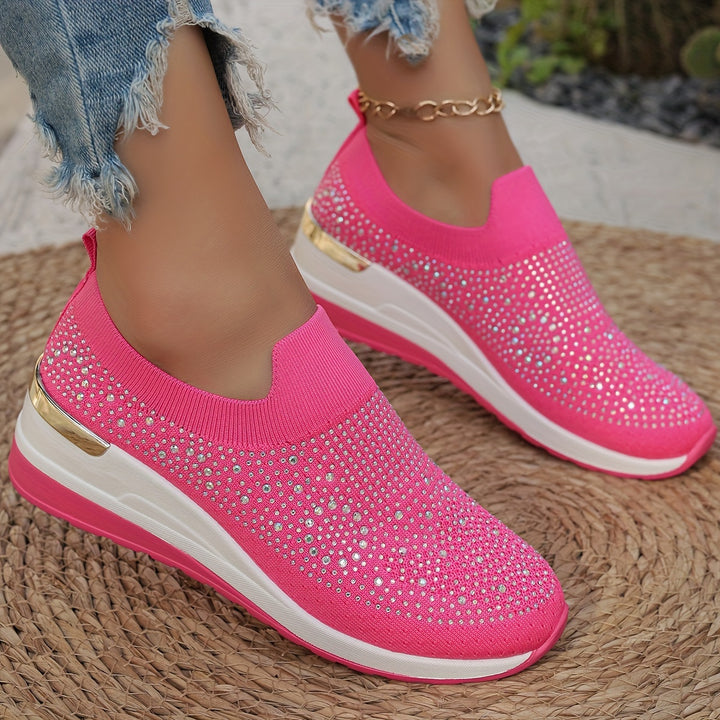 Women's Rhinestone Decor Platform Sneakers