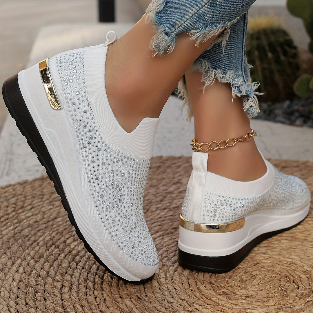 Women's Rhinestone Decor Platform Sneakers
