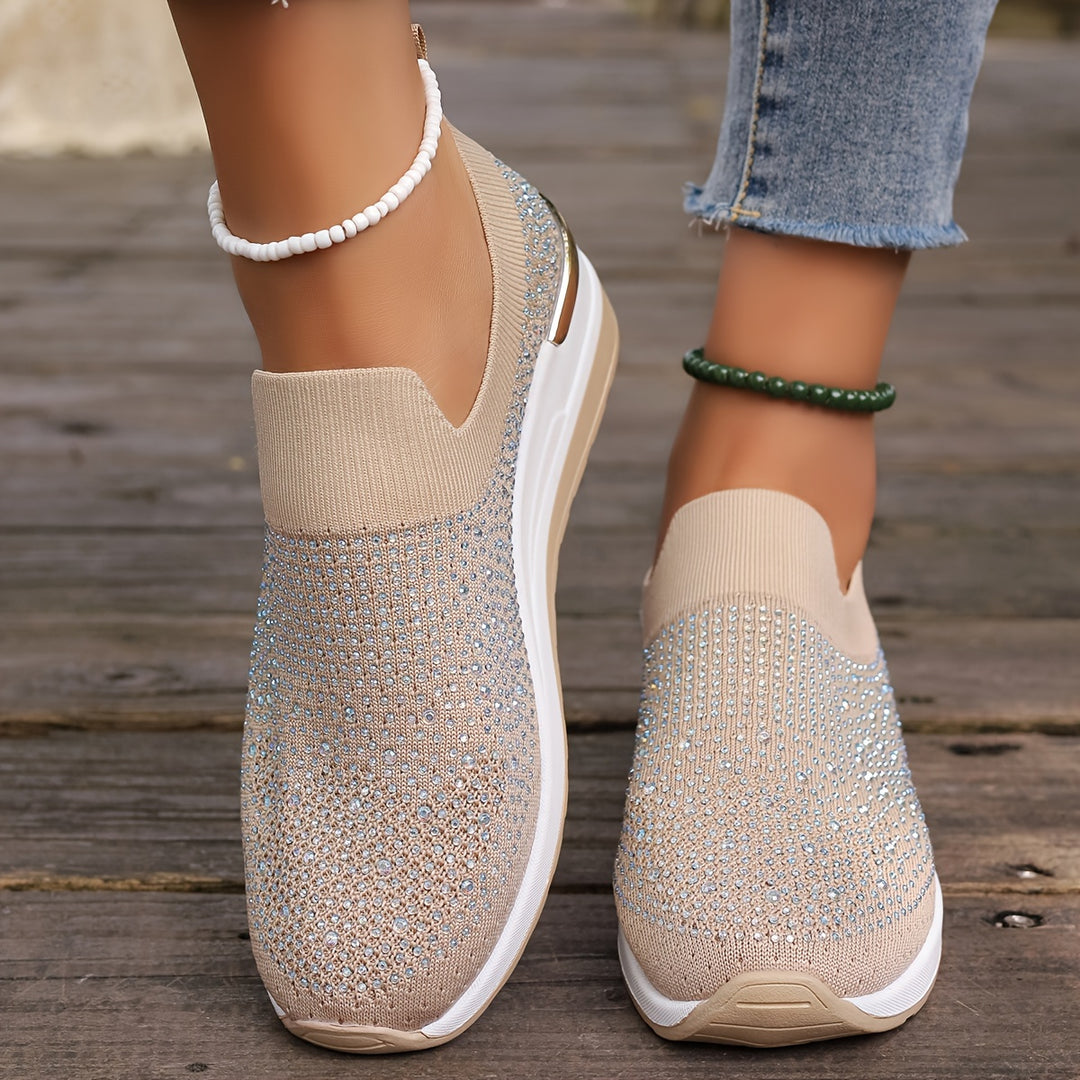 Women's Rhinestone Decor Platform Sneakers