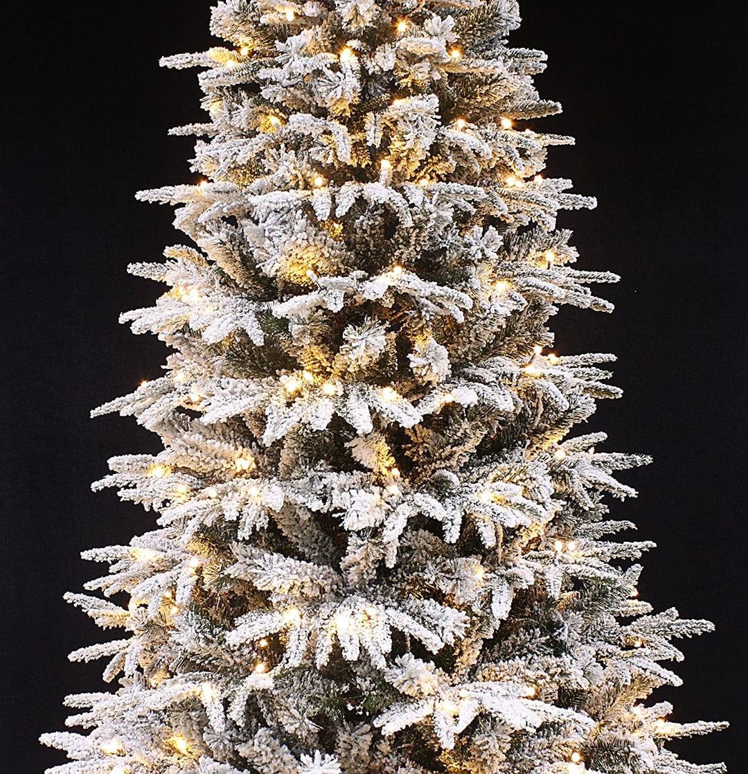 5Ft Snowy Forest Spruce PE Real Feel Artificial Pre-Lit Flocked Christmas Tree (Pre-Lit, 5') BENNYS