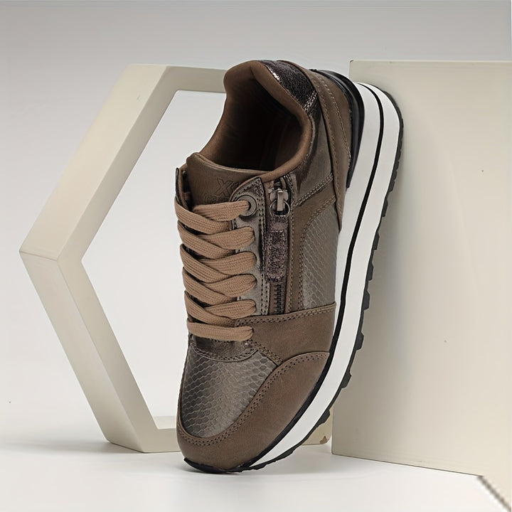 Women's Snakeskin Pattern Platform Sneakers