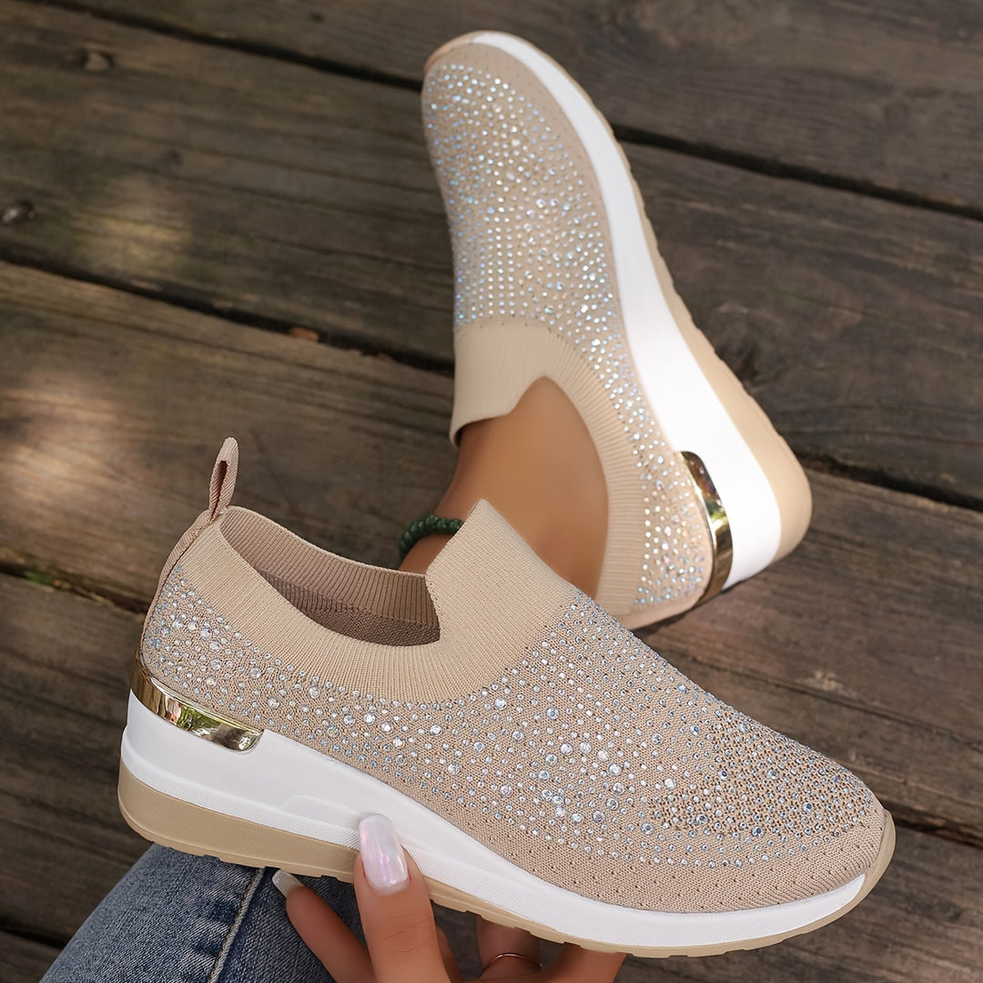 Women's Rhinestone Decor Platform Sneakers