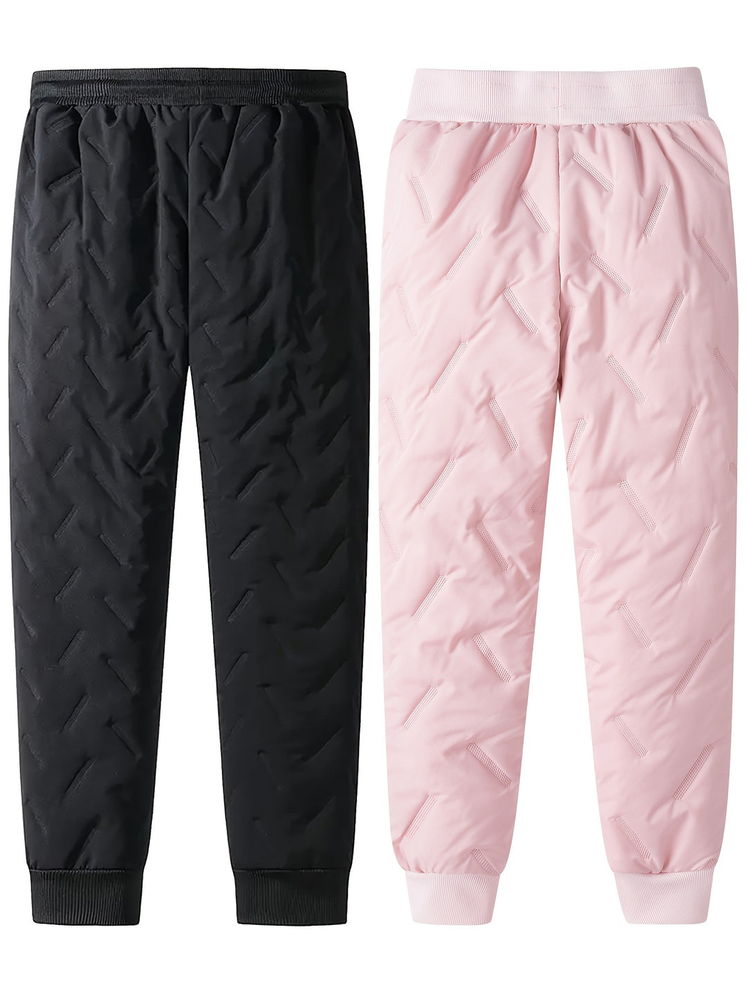 Waterproof & Windproof 2pcs Girls' Thick Fleece-Lined Winter Pants