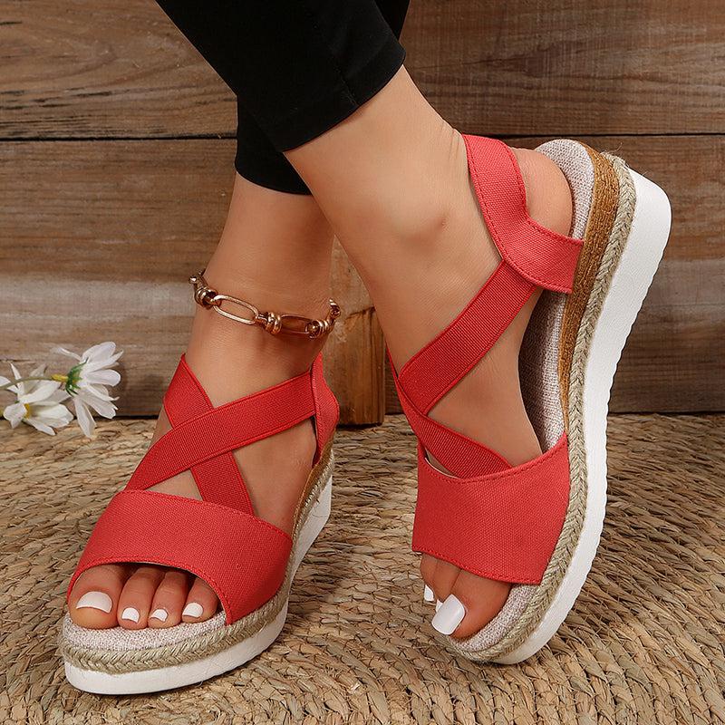 Wedge Sandals For Women Cross-strap Platform Gladiator Summer-shoes-Bennys Beauty World