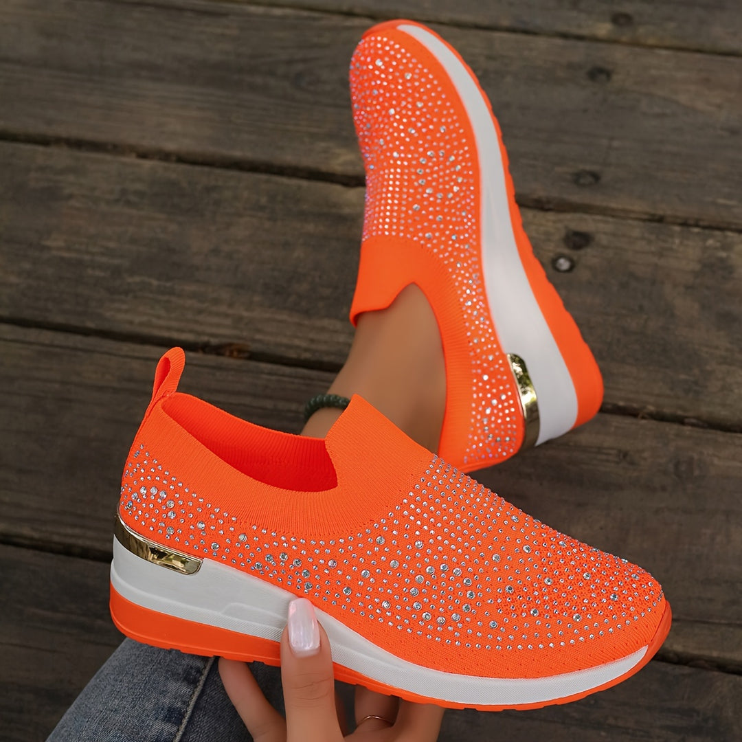 Women's Rhinestone Decor Platform Sneakers