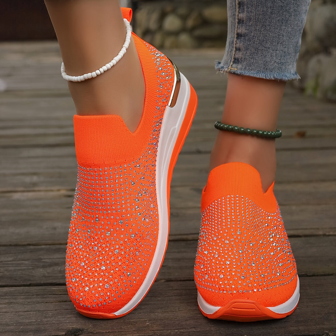Women's Rhinestone Decor Platform Sneakers