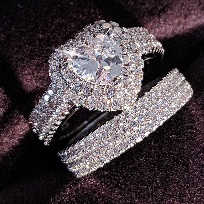925 sterling silver zircon cut wedding ring set for women – Bennys Beauty  World