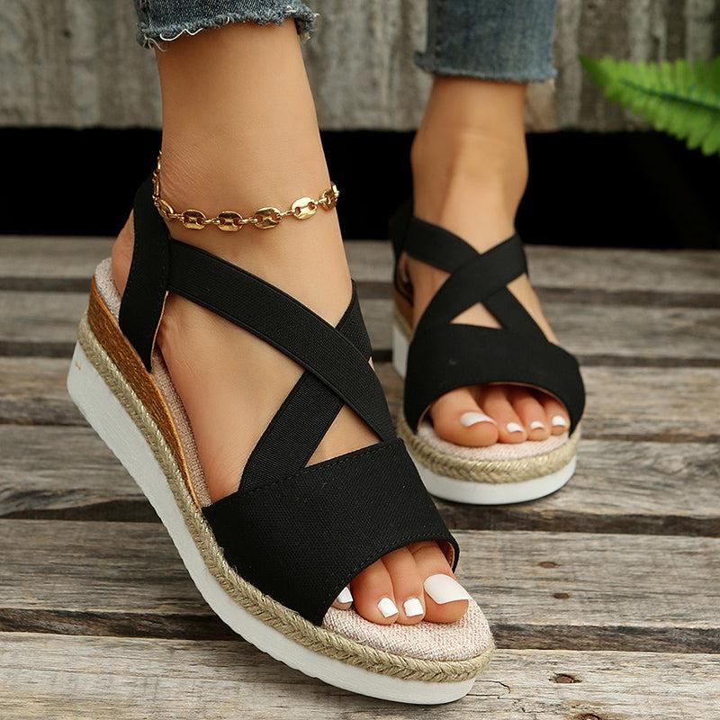 Cross strap clearance platform sandals