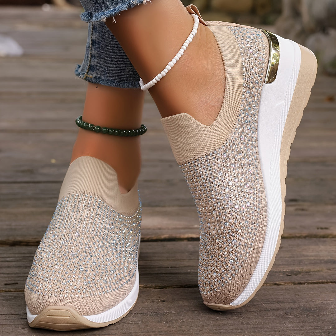 Women's Rhinestone Decor Platform Sneakers