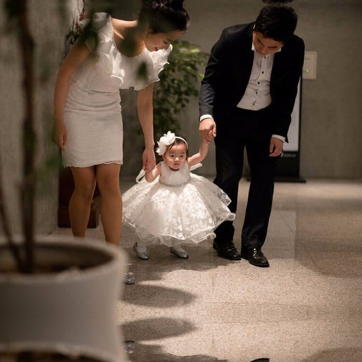 Baby Girl Dress Glitz Chiffon Christening & 1st Birthday Dress Bennys Beauty World