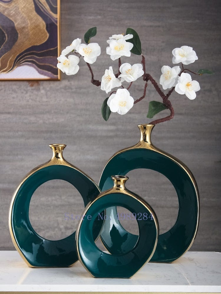 Ceramics Golden Cutout Vase Handicrafts Flower Vase Bennys Beauty World