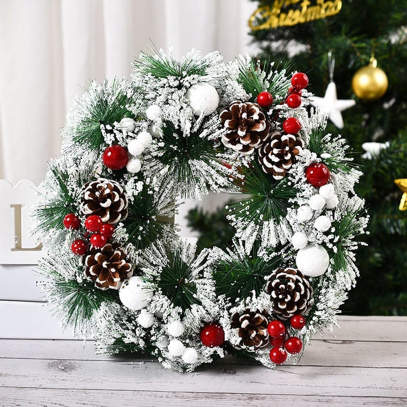 Christmas Artificial Pinecone Red Berries Wreath Front Door Window Decoration Bennys Beauty World