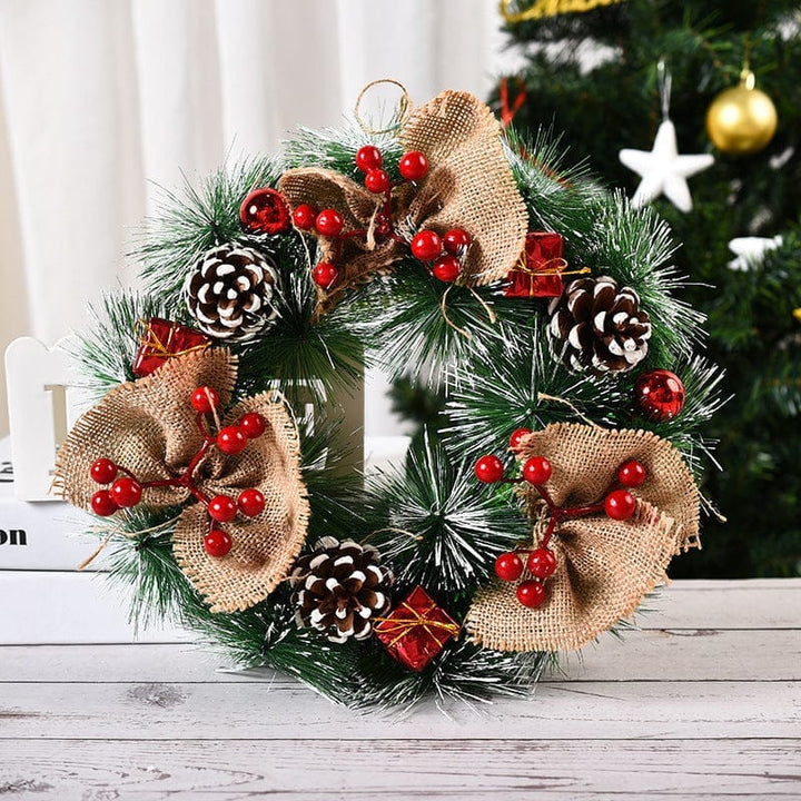 Christmas Artificial Pinecone Red Berries Wreath Front Door Window Decoration Bennys Beauty World