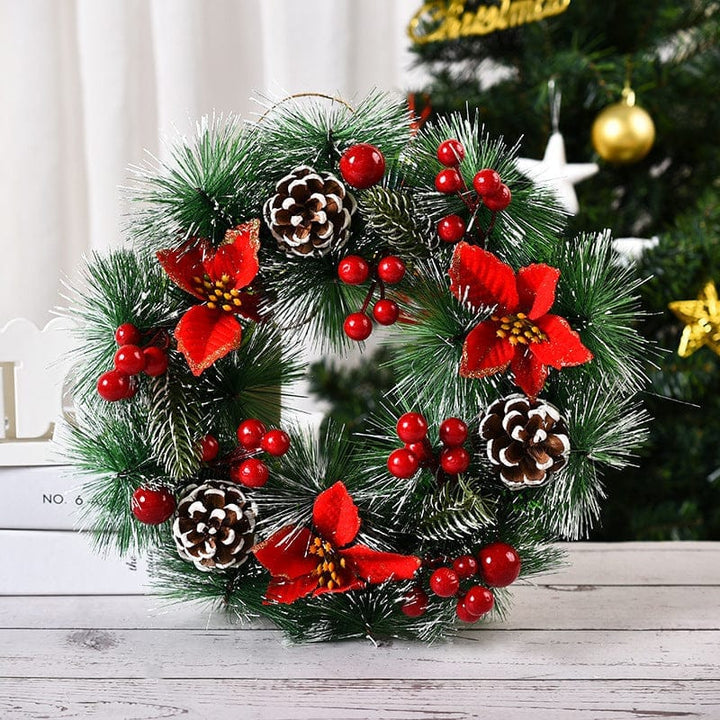 Christmas Artificial Pinecone Red Berries Wreath Front Door Window Decoration Bennys Beauty World