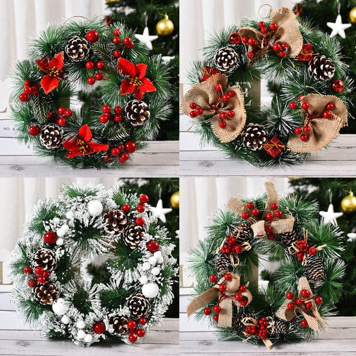 Christmas Artificial Pinecone Red Berries Wreath Front Door Window Decoration Bennys Beauty World