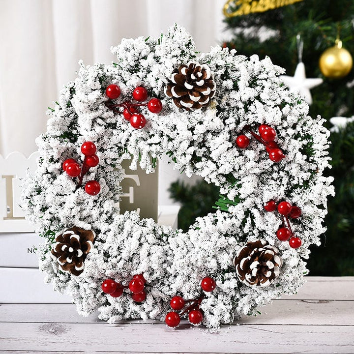 Christmas Artificial Pinecone Red Berries Wreath Front Door Window Decoration Bennys Beauty World