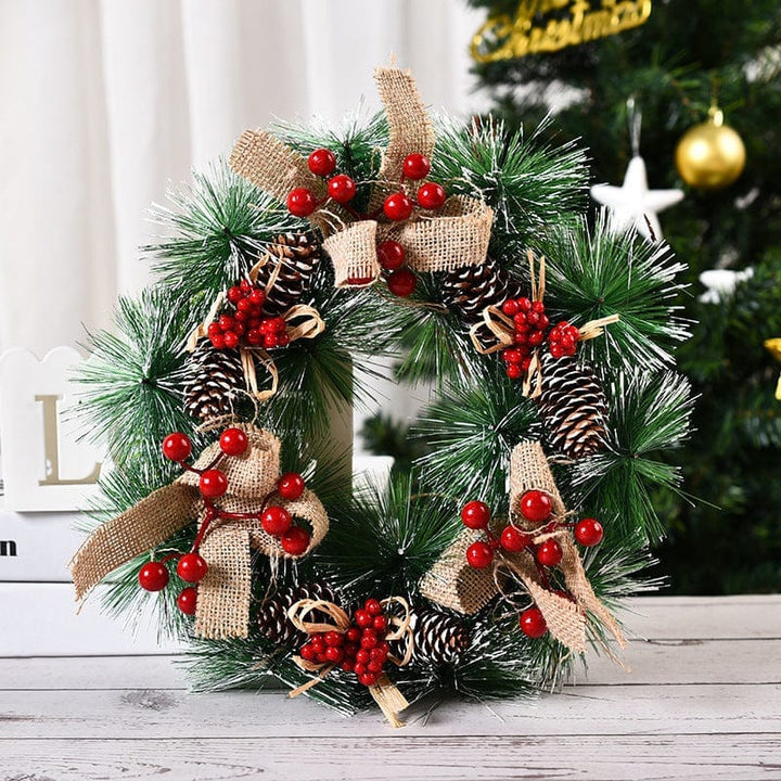 Christmas Artificial Pinecone Red Berries Wreath Front Door Window Decoration Bennys Beauty World