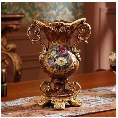European Resin Vase+Artificial Flower Set Figurines Home Furnishing Decoration Bennys Beauty World