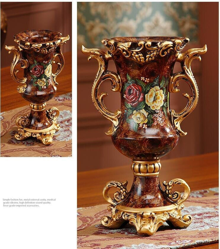 European Resin Vase+Artificial Flower Set Figurines Home Furnishing Decoration Bennys Beauty World