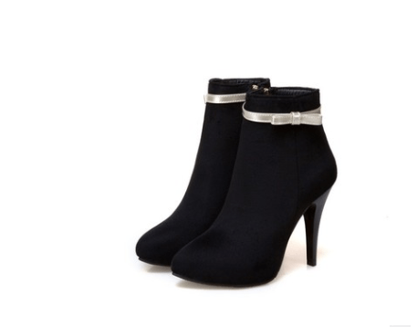 Fall and winter pointed high-heeled bow women's boots Bennys Beauty World