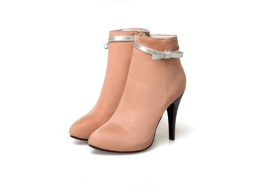 Fall and winter pointed high-heeled bow women's boots Bennys Beauty World