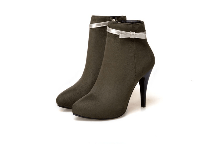 Fall and winter pointed high-heeled bow women's boots Bennys Beauty World