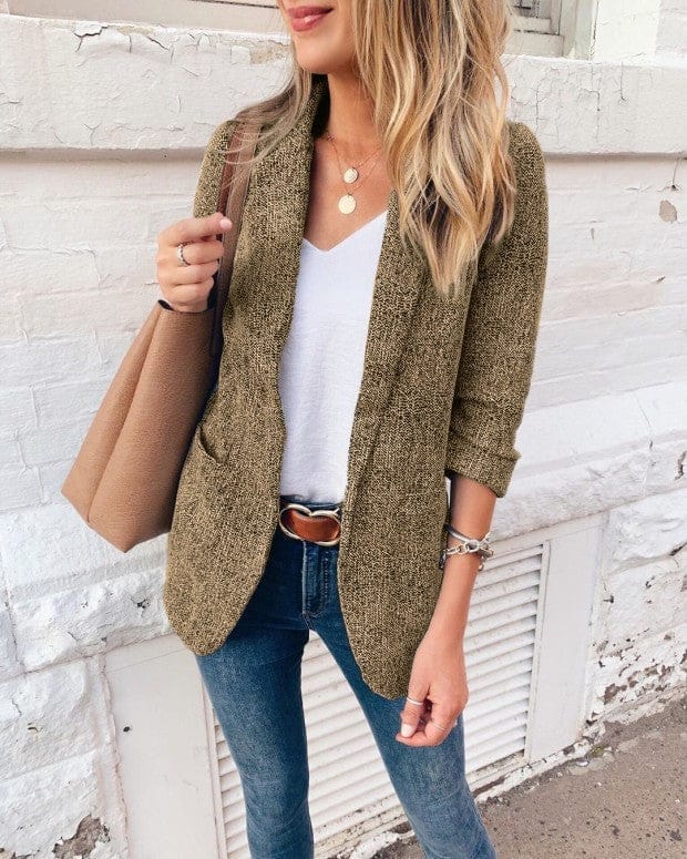 Khaki blazer shop womens outfit