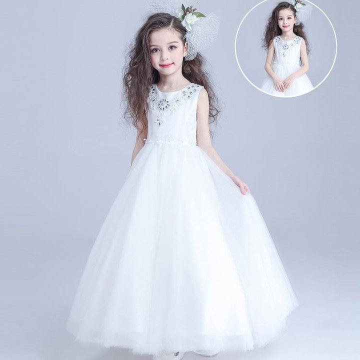 Girls dress flower girl dress princess dress wedding dress children long sleeved costumes and long chair BENNYS