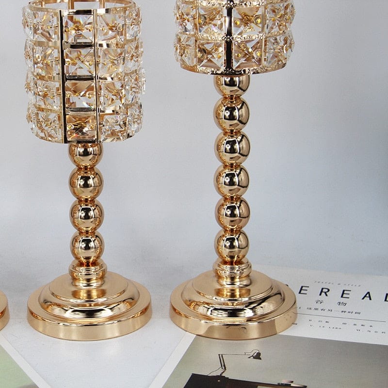 Golden crystal candlestick European candle holder BENNYS