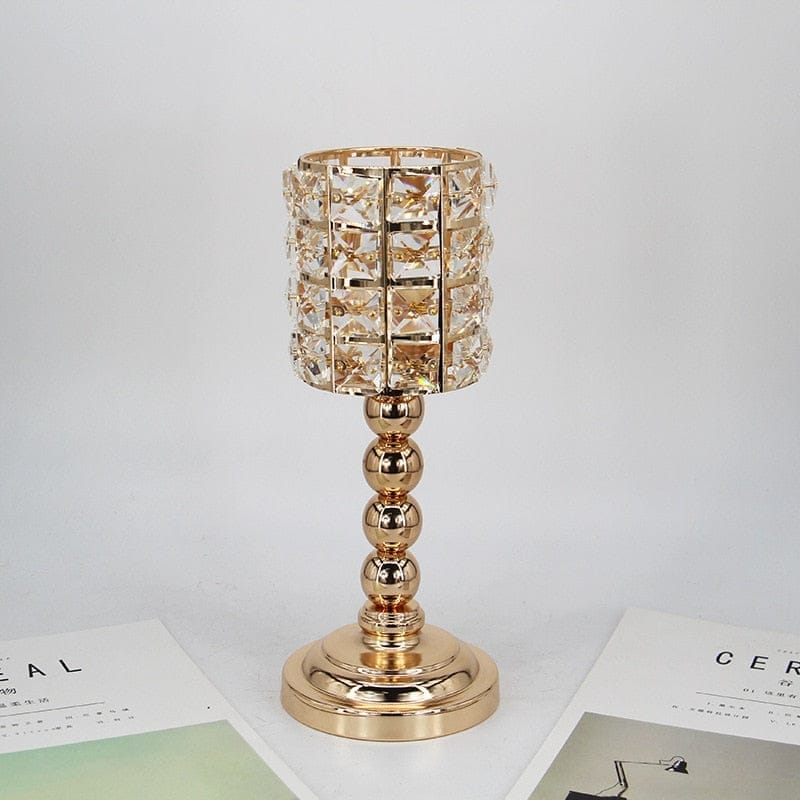 Golden crystal candlestick European wrought iron ornaments metal candle holders BENNYS