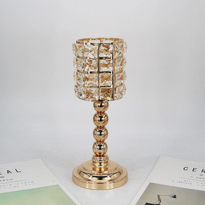 Golden crystal candlestick European wrought iron ornaments metal candle holders BENNYS