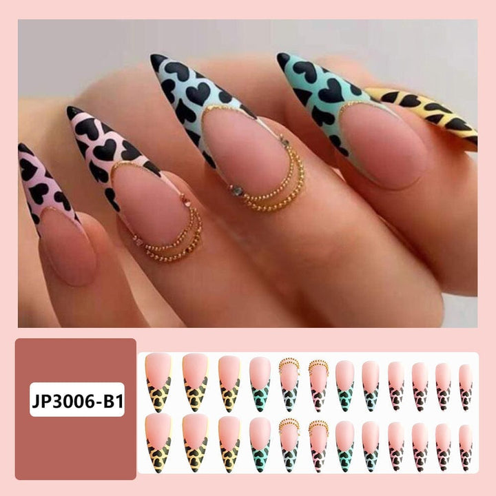 Gradient Light Green Striped Diamond Wear Nails BENNYS