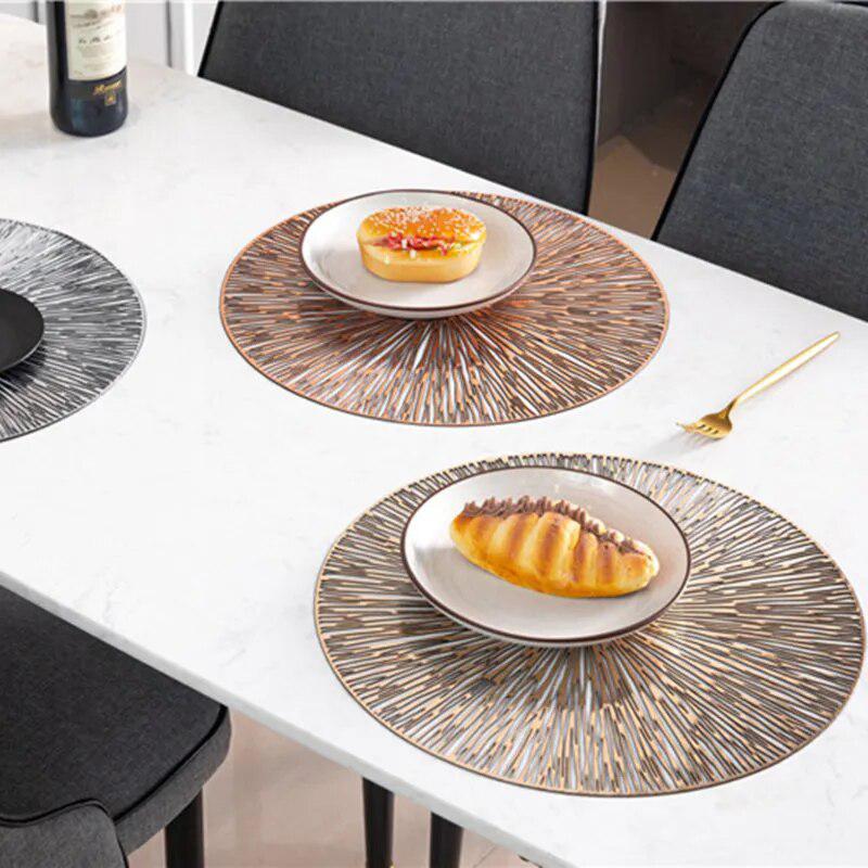 Round Hollow PVC Placemats For Kitchen Dinning Table Mat Insulation Pads Drink Coffee Cup Coasters Hotel Restaurant Home Decor-Arlik interiors
