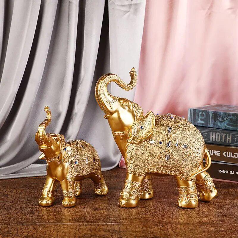 Resin crafts Thailand elephant gold and silver ornament elephant home entrance TV cabinet animal ornaments decoration-Arlik interiors