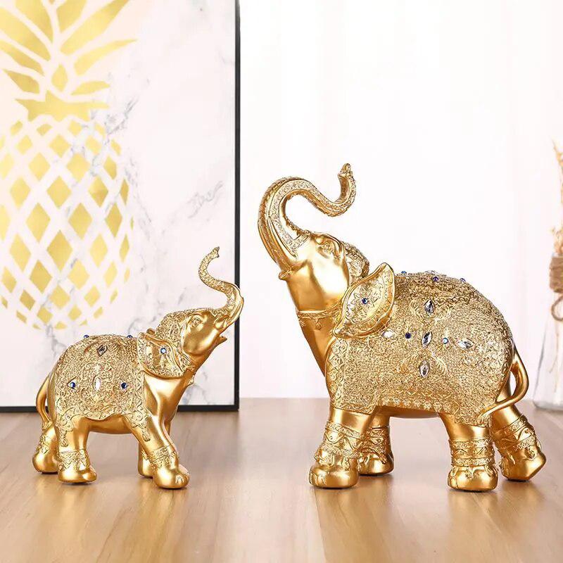 Resin crafts Thailand elephant gold and silver ornament elephant home entrance TV cabinet animal ornaments decoration-Arlik interiors