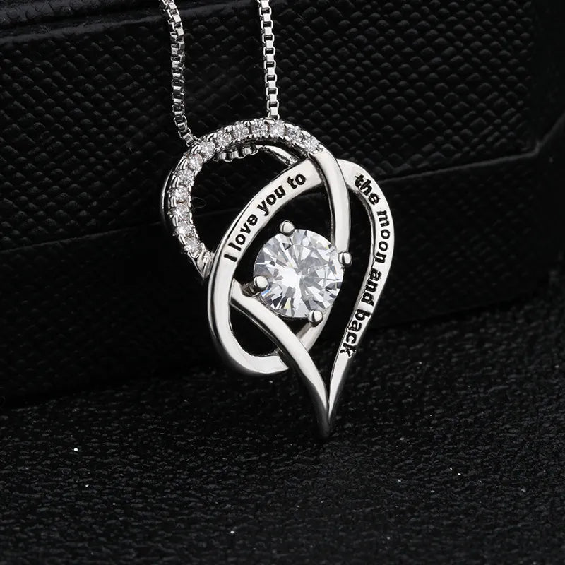 Mother Necklace Women Jewellry Mother's Day Gift "i love you to the moon and back" Heart Necklaces To My Mom Birthday-Arlik interiors
